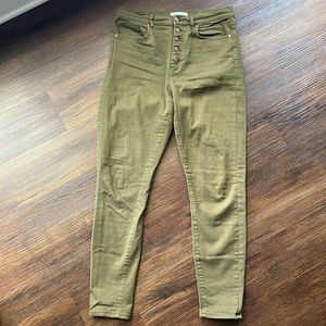 LOFT Button-Up High Waist Skinny Ankle Jean, Size 6